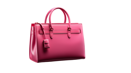 Pink Leather Handbag Stylish Women�s Fashion, Luxury Tote Bag for Perfect Gifts, isolated on transparent background.