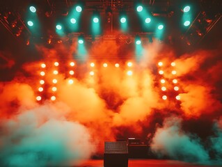 Stage lights, smoke, concert, music