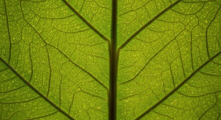Exploring Green Leaf Texture Detail Close Up for Biology or Science