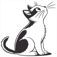 silhouette cute cat image on white background

