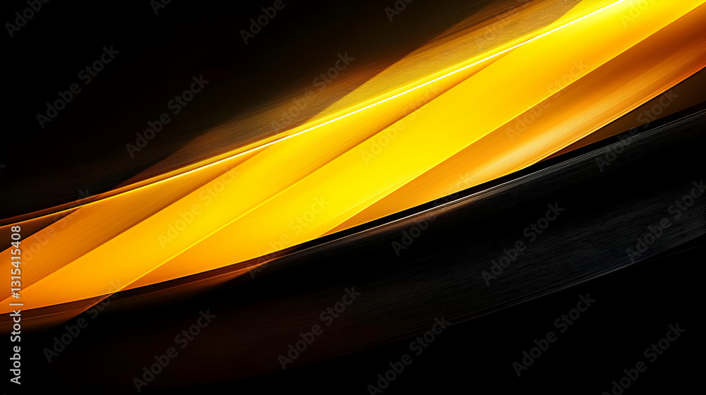 Poster dynamic abstract background with flowing gold lines on black textured surface