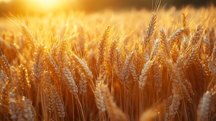 Fototapeta premium Golden wheat field at sunset