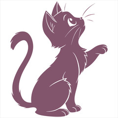 silhouette cute cat image on white background