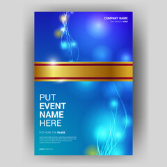 Blue event flyer template with glowing lines