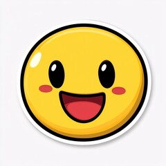Fototapeta premium Happy Yellow Emoji Sticker on Clean White Background