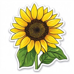 Obraz premium Blooming Sunflower Sticker with Bright Yellow Petals