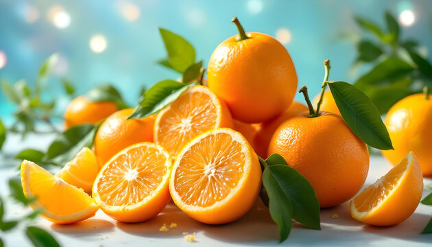 tangerines with leaves