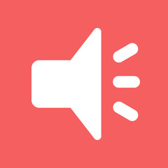 A White Speaker Icon Broadcasting Sound Waves Against A Vibrant Coral Background, Conveying A Message Of Clear Communication And Energetic Audio