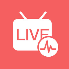 Capturing The Thrill Of A Live Broadcast, A Heartbeat Pulsing With Excitement On A Vibrant Red Backdrop, Symbolizing Energy And Immediacy