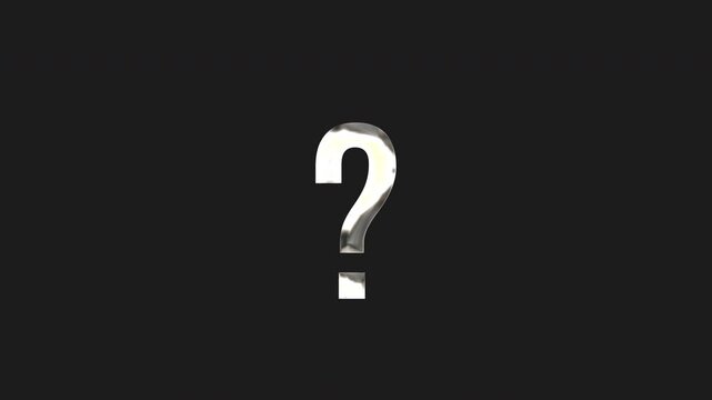 silver Question Mark Reveal and Drop Animation &ndash; Seamless Loop with Alpha Channel