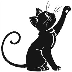 silhouette cute cat image on white background