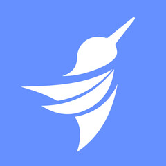 A Graceful Hummingbird In Flight, A Symbol Of Freedom And Natures Delicate Beauty, Depicted In Minimalist White Against A Bright Blue Background