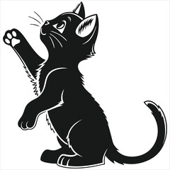 silhouette cute cat image on white background