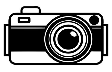 camera black silhouette vector, Simple silhouette Design vector icon with white background. DSLR/SLR vector, Icon vector 
