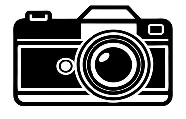 camera black silhouette vector, Simple silhouette Design vector icon with white background. DSLR/SLR vector, Icon vector 
