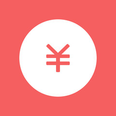 A Simple Yen Symbol, Clean And Modern, Centered On A White Circle Against A Vibrant Coral Background Conveying Financial Clarity And Ease