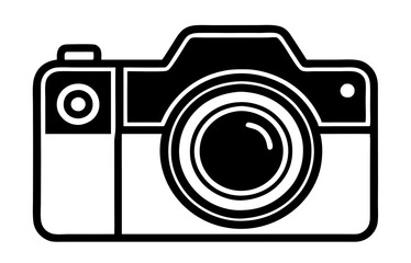 camera black silhouette vector, Simple silhouette Design vector icon with white background. DSLR/SLR vector, Icon vector 