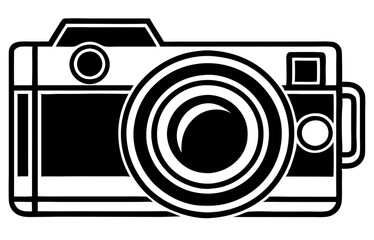 camera black silhouette vector, Simple silhouette Design vector icon with white background. DSLR/SLR vector, Icon vector 