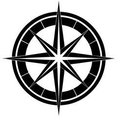compass black silhouette vector, Simple silhouette Design vector icon with white background.