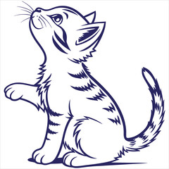 silhouette cute cat image on white background