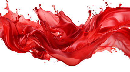 Red Liquid Splash High-Resolution Background, Vivid Color Wave for Modern Art, isolated on transparent background.