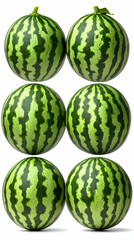 Six Watermelons on White Background