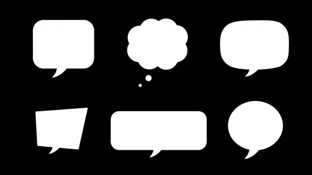 Set speech bubble animated pack on transparent