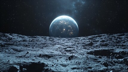 Lunar Landscape with Earthrise