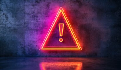 Neon Warning Triangle on Concrete