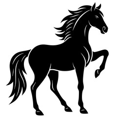 Horse black silhouette vector, Simple silhouette Design vector icon with white background. Wild animal vector 