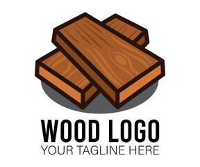Modern wood logo cartoon design template