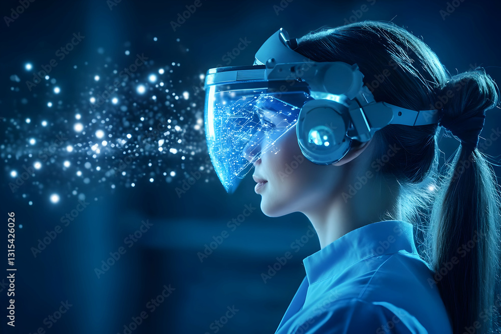 Poster exploring virtual worlds: headset tech