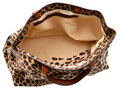 Leopard bag isolated on a transparent background