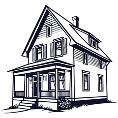 silhouette house image on white background