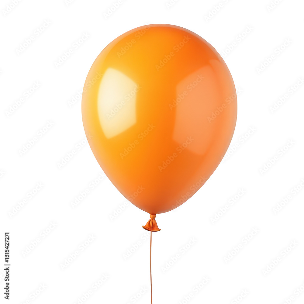 Poster orange balloon perfectly round and glossy floating gently with a string attached it symbolizes celeb