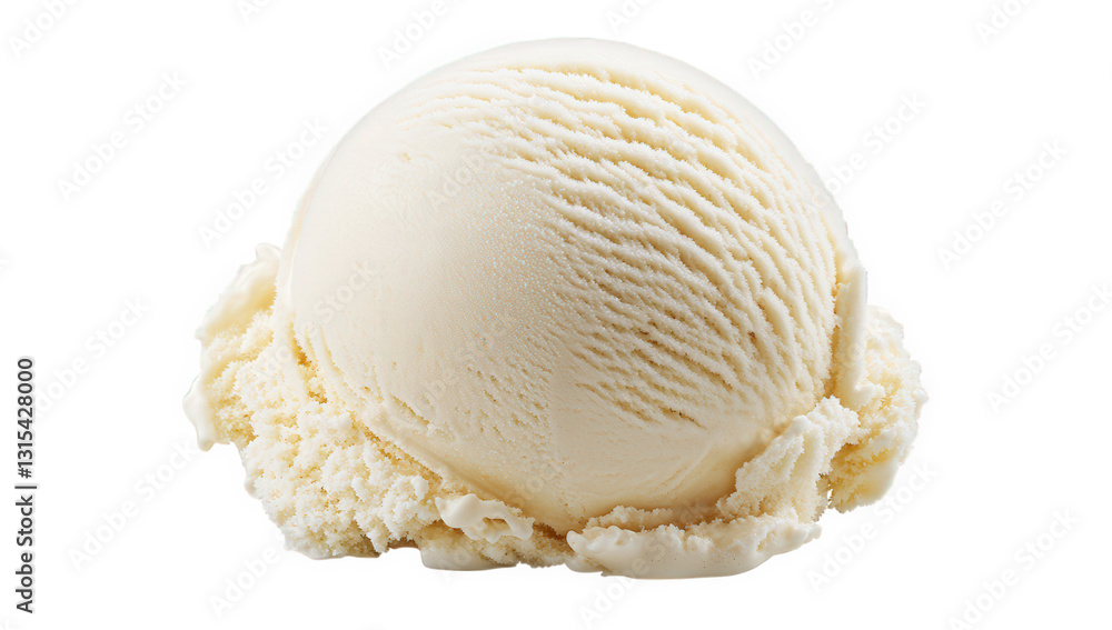 Poster a simple scoop of creamy vanilla ice cream showcasing its smooth texture and round shape perfect for