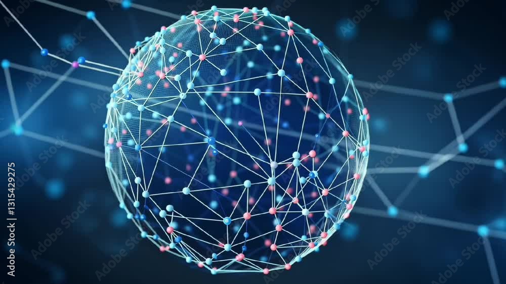 Poster futuristic digital globe with global network and data connections in blue background for technology 