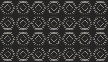 Seamless monochrome pattern with symmetrical motif. Illustration of a repeating hexagonal pattern with a minimalist and futuristic touch. Ideal for wallpaper, interior design, or exclusive branding