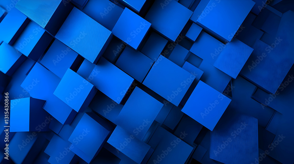 Poster abstract background of 3d blue cubes with textured surface in dark and light contrast digital art