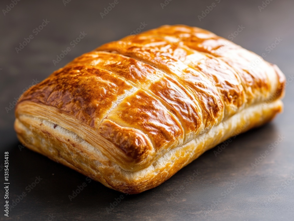 Poster perfectly baked croissant placed on a rustic table creating a cozy atmosphere for a relaxed breakfas