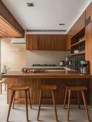 Elegant kitchen in the home showcasing its wooden furniture construction