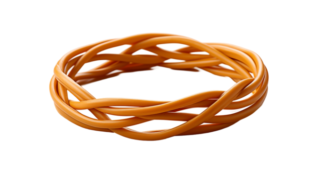 Orange Cable Coil Abstract Modern Design, Bright Texture Background for Energy Themes, isolated on transparent background.