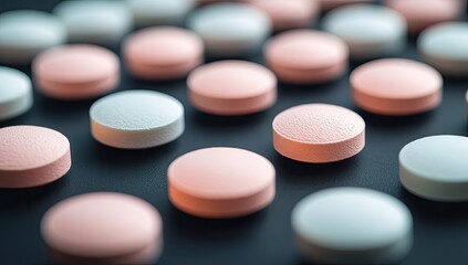 Pharmaceutical pills on dark surface