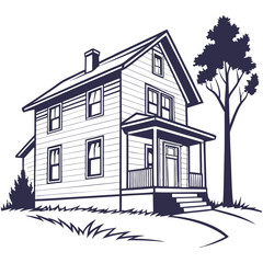 silhouette house image on white background