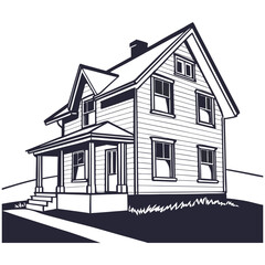 silhouette house image on white background