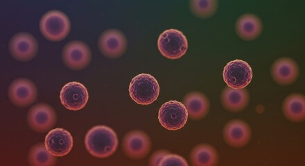 Exploring Microscopic Cells Illustration on Dark Gradient Background for Scientific Study