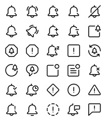 Outline icons set for Alert, notification
