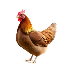 Fototapeta premium brown feather of a hen on a transparent isolated background. PNG