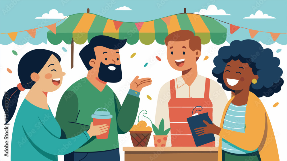 Poster the sound of lively conversation and laughter filling the air as customers chat with the friendly ve