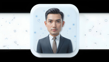 Professional Man in Suit Presenting Virtual Interface for Corporate Concept